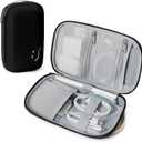 Travelkin Travel Cord Organizer, Small Electronic Organizer Travel Case, Cable Organizer Bag For Cords,Chargers Phone, Sd Card,Usbs (Black) (1-Volcanic Black)