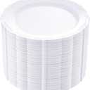 DaYammi 60PCS White Plastic Plates, Heavy Duty White Disposable Premium 7.5inch Dessert Cake Salad Appetizer Plates Hard Plastic Platos Disposable for Party Wedding