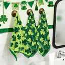 AEUEFUEA 3 Pack Green Shamrock Cotton Towels Set, 25" L x 16" W Hand Towels for Kitchen and Bathroom, Soft Absorbent Holiday Home Dcor