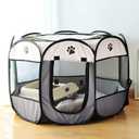 Portable Pet Playpen, Dog Playpen Foldable Pet Exercise Pen Tents Cat House Playground for Puppy Kitten Indoor Outdoor Travel Camping Use (Small (29"X29"X17"), Gray)