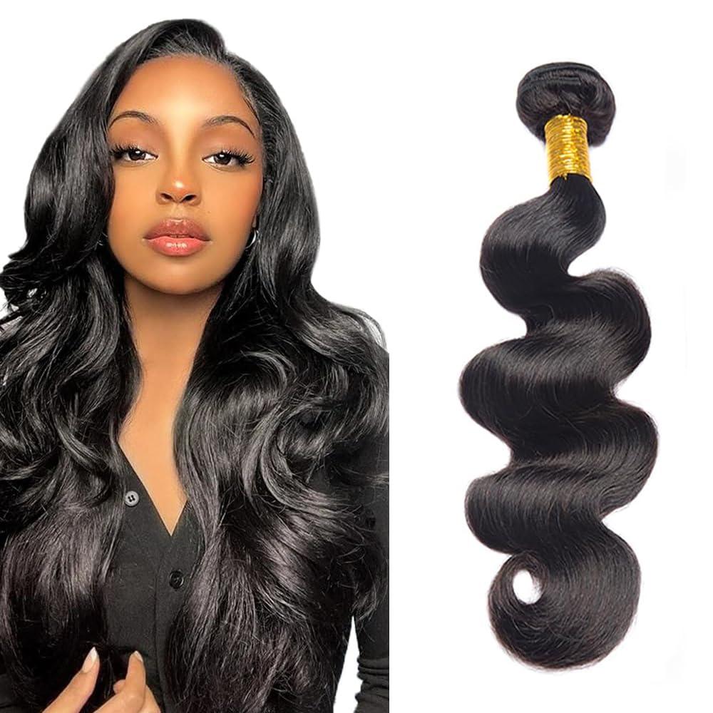 Body Wave Bundles Human Hair 22 Inch Unprocessed Brazilian Virgin Hair for Women Remy Body Wave Hair Extensions Natural Black Double Weft 50g