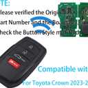 Keyless Entry Remote Control Smart Key Fob for Toyota Crown 2023-2024 | Alliskeys 4-Buttons Proximity Key Fob Replacement for Toyota Crown 2023 2024 HYQ14FBX 231451-3041 8990H-30190