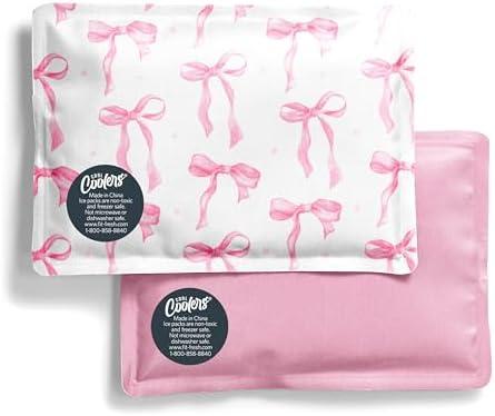 Fit & Fresh Cool Coolers 1 Pack Soft Ice for Lunch Bags, Flexible Stretch Nylon, Durable, Reusable Lunch Box Ice Packs, Soft Ice, Reusable Freezer Packs, Lunch Ice, Easy to Clean, Pink Bows
