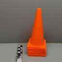 Bekith 12 Pack 12 Inch Plastic Traffic Cones with Racing Chequered Flags, Orange Agility Sports Cones, Thick Soccer Training Cones for Outdoor Activity, Festive Events, Fitness Training