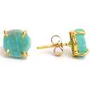 Gempires Natural Raw Green Amazonite Prong Setting Stud Earrings For Women Gemstone Handmade Everyday Wear Earrings Gifts For All Occasions