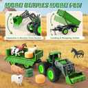 Remote Control Tractor Toy Set with Trailer & Farm Accessories, Light Up Farm Truck Toys for Boys & Girls 3, 4, 5, 6, 7 Year Old, 2.4 Ghz RC Tractor Toys, Ideal Christmas, Birthday Gifts for Kids