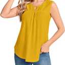 SUNNEGOO Womens Summer Tank Tops Sleeveless Dressy Casual Shirts Loose Fit Tunic Business Work Blouses Basic Trendy Outfits (Yellow, XXL)