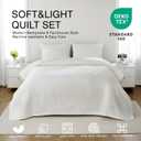 Max Oversized California King Quilt Set 112"x106"Soft Washed Lightweight Bedspread,Multi-Lock Quilting,Minimalist Nordic Bedding, Spring & Summer Quilt Set (1 Quilt + 2 Pillow Shams), Cream White