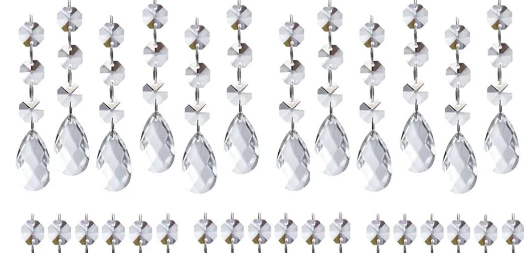 Clear Acrylic Crystal Beads for Christmas Ornaments Tree Decorations Garland Chandelier Hanging Wedding Party Celebration Decor (Teardrop+Icicle)
24 pcs