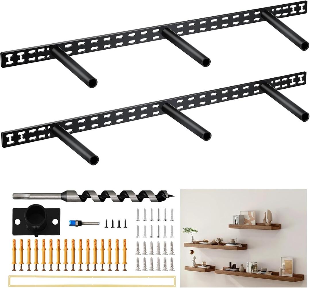 𝙐𝙥𝙜𝙧𝙖𝙙𝙚 34 in Floating Shelf Bracket - 34"x8" Hidden Floating Shelf Bracket, 2Pcs Thickened Solid Steel Wall Mount Brackets 3-Year Service
