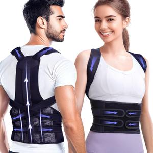 Posture Corrector for Women and Men, Upgraded Full Back Brace Support, Adjustable Shoulder Straightener for Improving Back Posture, Relief for Upper and Lower Back, Lumbar, Neck, Shoulder Pain (Small, Black)