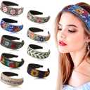 9 Pack Boho Embroidery Headband for Women Bohemia Floral Handmade Wide Headbands Vintage Ethnic Style Hair Bands Turban for Girls Hair Accessories, 9 Styles