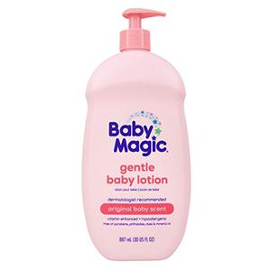 Baby Magic Gentle Baby Lotion, Original Baby Scent, Helps Comfort & Relax Before Bedtime, Vitamin Enhanced, Dermatologist Recommended, Hypoallergenic, Free of Parabens, 30 Fl Oz (1 Pack)