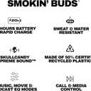 Skullcandy Smokin Buds Wireless Earbuds, Bluetooth Headphones, Noise Isolating Fit, Up to 20 Hours Battery, IPX4 Sweat and Water Resistant, Microphone for iPhone Android - Bone