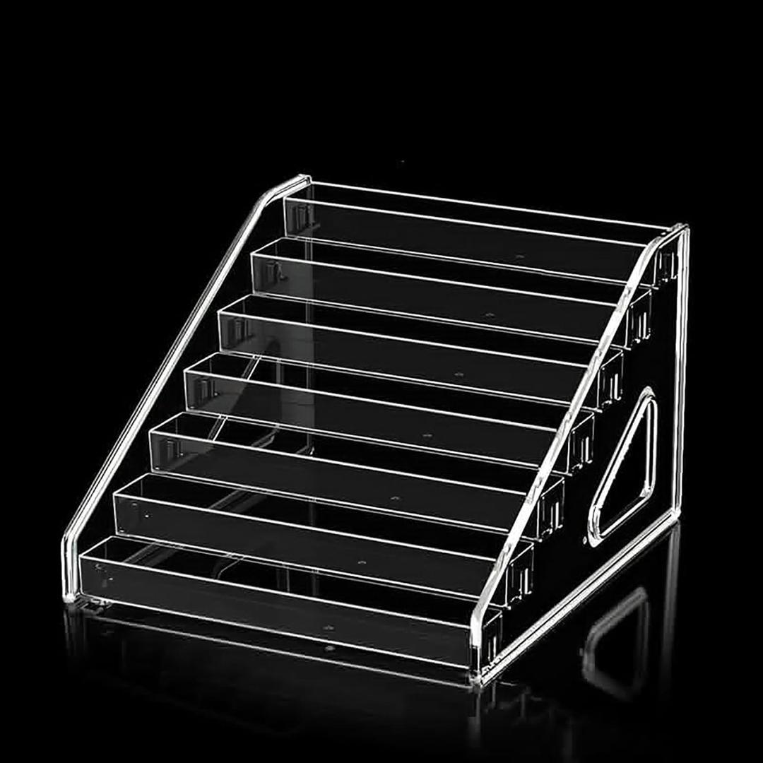 YICBOR Nail Polish Rack, 7 Layers Clear Plastic Nail Polish Storage Organizer Display, Freestanding Makeup Caddy for Sunglasses, Cosmetics (7 Layers)