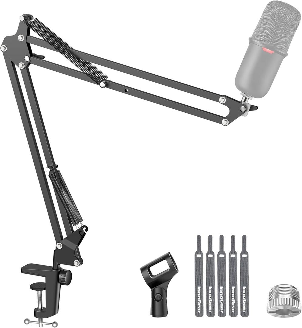 InnoGear Boom Arm Microphone Mic Stand for Blue Yeti HyperX QuadCast SoloCast Snowball Fifine Shure SM7B and Other Mic, Black