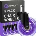 Office Chair Wheels Replacement - Heavy Duty Chair Casters, Rubber Roller Blade Wheels for Carpet and Hardwood Floors Silicon Desk Accessories (Purple)
Amazon's Choice