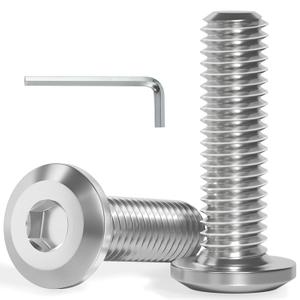 VGBUY M6-1.0 x 10 mm 100Pcs Flat Head Hex Socket Cap Screws Bolts,304 Stainless Steel 18-8,Full Thread,Hex Spanner Included (VG30102) (Silver)