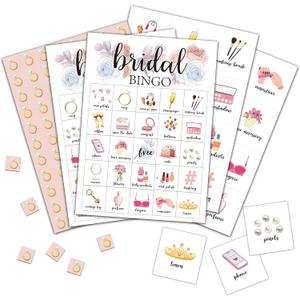 Bridal Bingo Cards, Bridal Shower Game for 24 Players, Wedding/Bachelorette Party Games for Family Friends Activities, Holiday Party Favors Supplies Decorations(06)