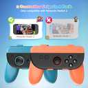 CloudValley 2-in-1 Grip Kit for Nintendo Switch 2 Joy-Cons [Holder + Wrist Strap] - Wear-Resistant Ergonomic Controller Holder, Enhanced Comfort (Blue + Orange)