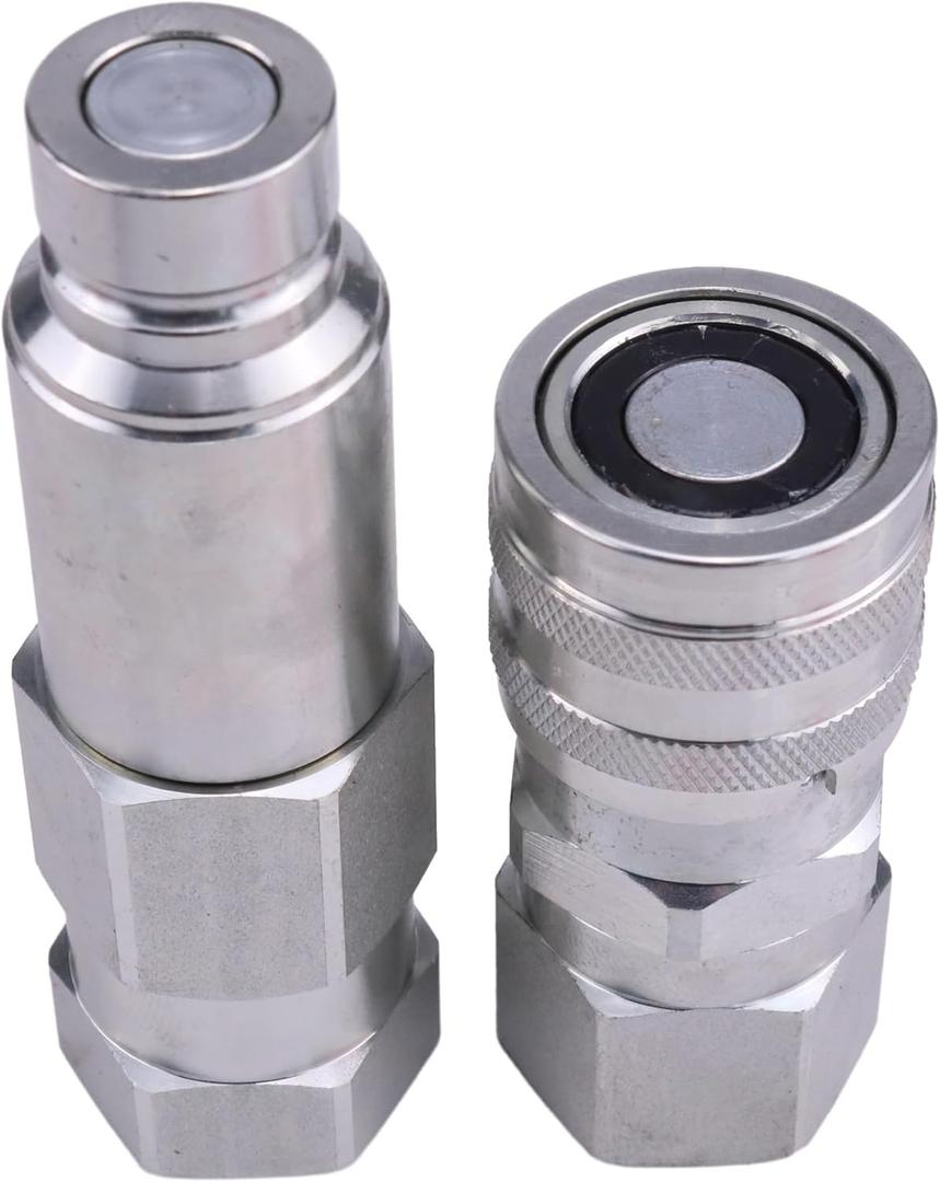 Male & Female Flat Face Coupler Kit 7246777 7246790 Compatible With Bobcat 542 553 653 751 753 763 773 7753 853 863 864 873 963 B100 B200 B250 E08 E10 E32i E35 E42 E45 E55