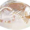 SUPERFINDINGS Natural Shell Jewelry Dish Tray Seashell Ring Holder 14.2x10.8cm/5.6x4.3inch Decorative Trinket Dish Stand for Earring Necklace Organizer Holder