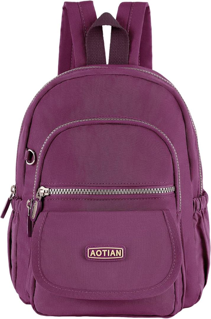 AOTIAN Mini Nylon Women Backpacks Casual Lightweight Small Daypack for Girls (Mini Deep Purple)
