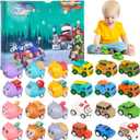 ZAMERR Advent Calendar 2024 for Kids, Christmas Countdown Calendar with 24 Surprise Pull Back Car Toys, Baby Advent Calendar Animal Vehicles Toys for 2 3 4 Year Old Xmas Gifts for Boys Girls Toddlers