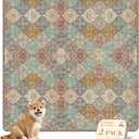 Nunubaby Washable Pee Pads for Dogs, Stylish, Non-Slip and Leak-Proof Pee Pads. Reusable Potty Pads for Dogs for Crates and Floors.(Cream/Multi, 54" x54" ) (54x54 Inch (Pack of 2))