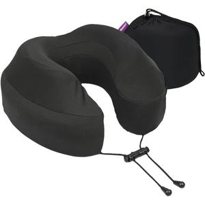Cabeau Air Travel Pillow for Long Flights  Evolution Plus  U Shaped Memory Foam Neck Support  Removable, Washable Cover  Comfort On-The-Go for Airplane, Train, and Car (Black)