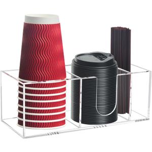 Coffee Cup Holder for Countertop, Acrylic Coffee Bar Accessories and Organizer, Clear Coffee Station Organizer Farmhouse Table Decor