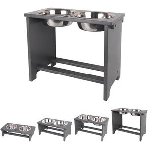 HTB Elevated Dog Bowls,Raised Dog Bowl Stand with 2 Stainless Steel Bowls,Elevated Raised DogBowls for Large Medium Small Sized Dogs