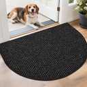 BEQHAUSE Dirt Trapper Door Mat 26" x 40" Half Circle Non-Slip Washable Doormats Entrance Rugs Absorbent Welcome Low Profile Floor Mats for Front Back Door and Entryway, Black