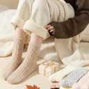 Marchare Fuzzy Socks For Women Crew Cozy Socks Fluffy Slipper Socks Warm Sleeping Sock (White)