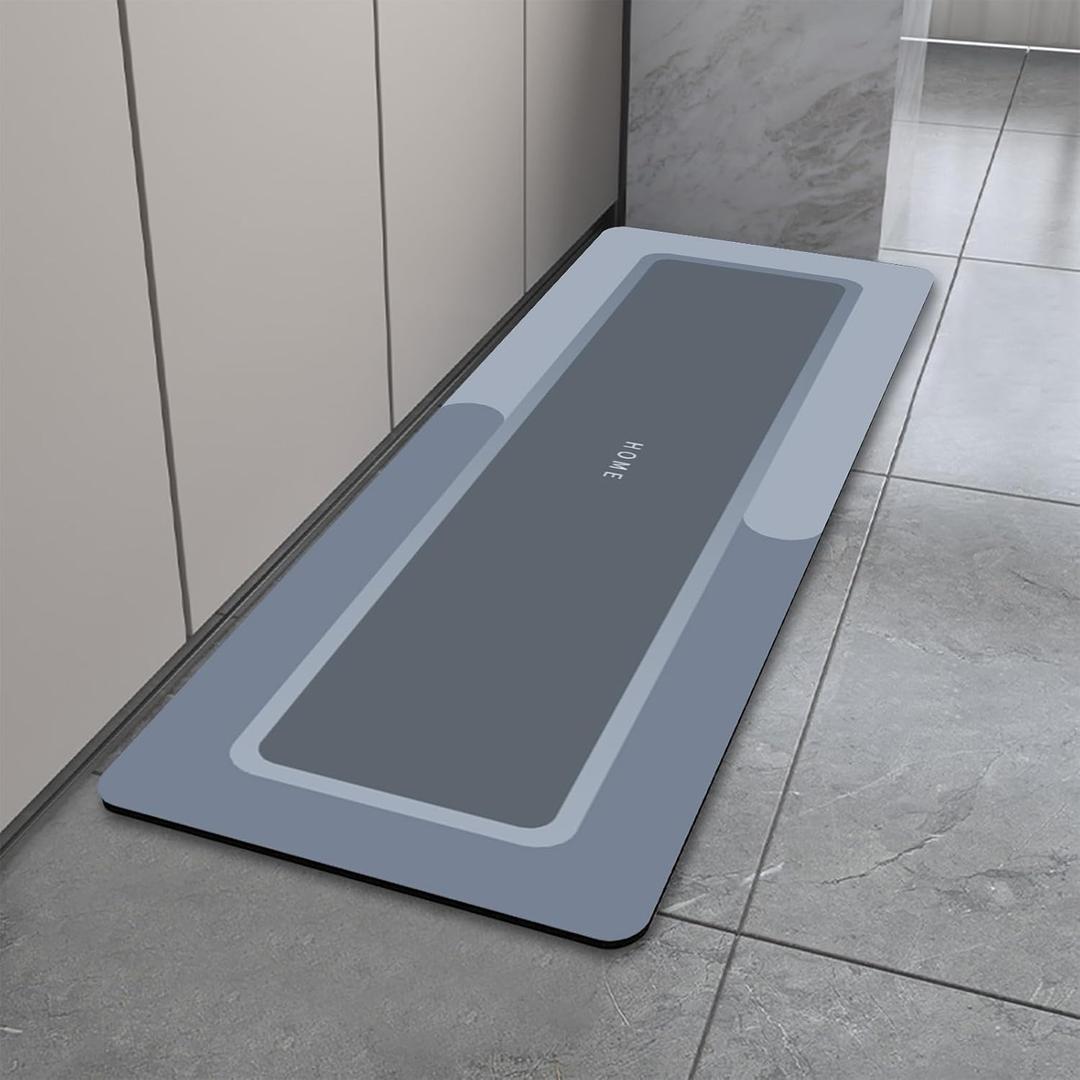 Super Absorbent Bath Mat, Quick Dry Bath Mats for Bathroom, Non Slip Rubber Bathroom Mats Rugs, Easy to Clean Machine Washable Thin Bath Mats (Blue, 59" L x 17.7" W)