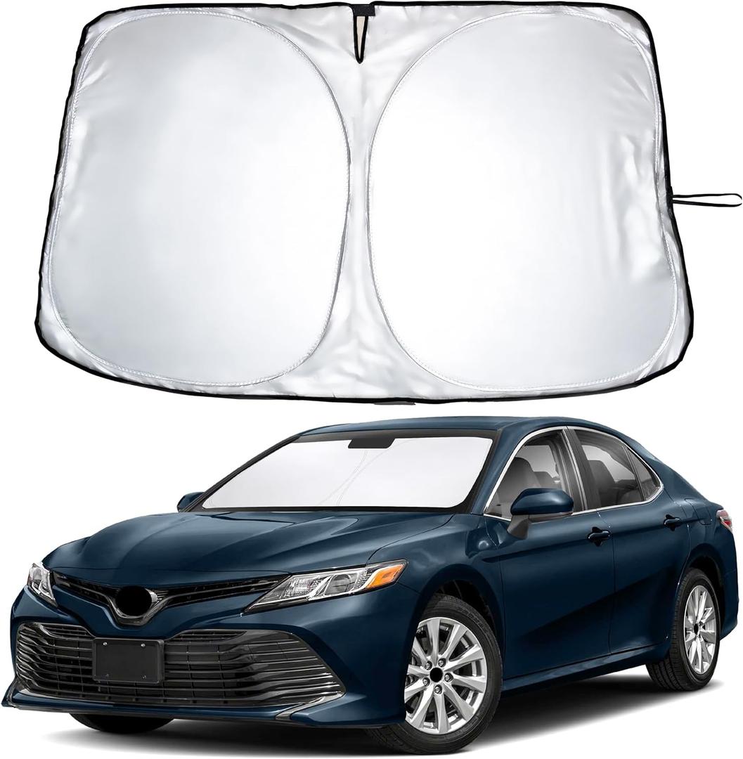 EcoNour Windshield Sunshade for Toyota Camry 2012-2015 2016 2017, LE, SE, SE Nightshade, XLE, XSE, TRD, Sun Visor for Front Windshield Sun Shade Cover, UV Heat Blocker & Protector, Car Accessories