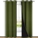 NICETOWN Blackout Curtains 84 inches Long, 2 Pieces, 42" Wide Each Panel, Olive Green, Full Light Blocking Drapes with Black Liner for Nursery, Thermal Insulated Draperies for Hall, Villa
