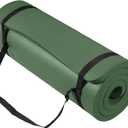 BalanceFrom Yoga Mat 1-Inch Extra Thick High-Density Exercise Mat with Non-Slip Surface & Carry Strap for Men & Women Tear-Resistant Pilates Workout Mat for Home Gym, Floor Fitness, Green Jasper