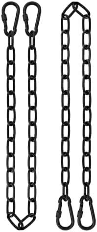 2 Pack 44in Hanging Chair Chain with 4 Carabiners, 500LB Capacity Hanging Kits Heavy Duty Hanging Chair Hardware for Hammock Swing Punching Bags Sandbag Indoor Outdoor Yoga Gym (Black,44in)