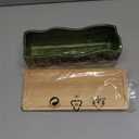 MyGift Rectangular Succulent Planter - Decorative Beige and Green Ceramic Glazed Plant Container Pot with Removable Bamboo Tray (10 Inch)