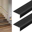 Awvob Non-Slip Stair Nosing, 2PCS, 36", Black - Aluminium Stair Edge Trim, Indoor & Outdoor Stair Edge Protector for Step Edge Protector, Stair Edging, Transition Strip, Metal Corner Trim