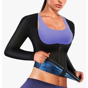 Sauna Suit Shirt For Women Weight Loss Waist Trainer Sweat Vest Workout Fajas Long Sleeve L