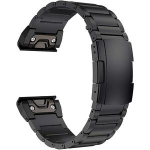 Fenix 8/7X/6X/5X Plus Band, 26mm Titanium Metal Quick Release Easy Fit Watch Strap with Double Button Clasp Compatible for Garmin Fenix 7X Pro/6X Pro/5X Plus/Enduro 3/tactix 7 Bands