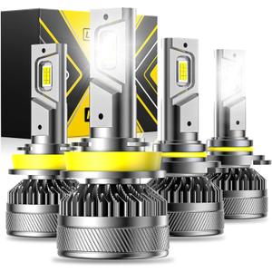 9005 H11 Light Bulbs Combo, 6500K Cold White Super Bright Fog Light, 140W, Pack of 4