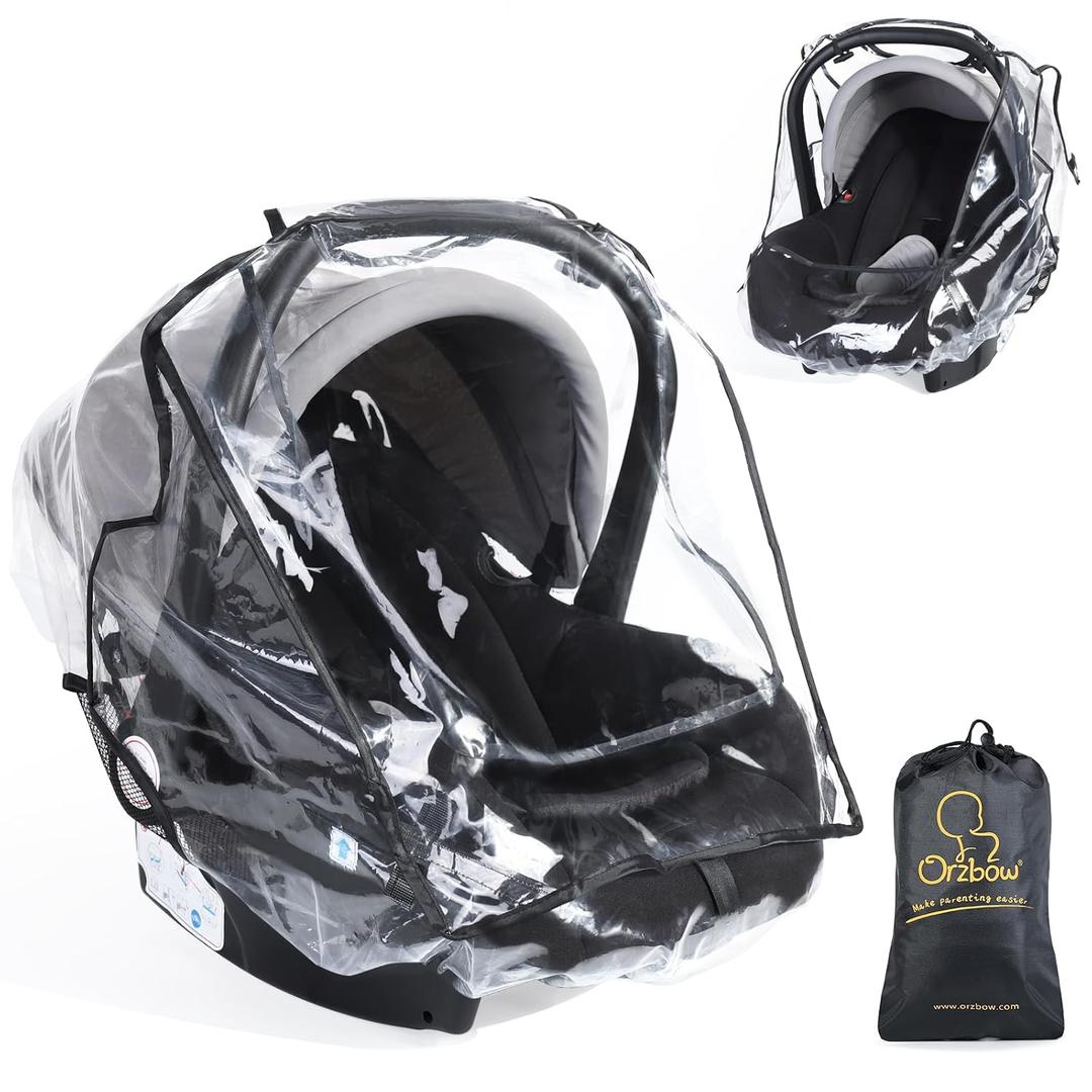 Car Seat Rain Cover Universal, Food Grade EVA, Waterproof Weather Shield for Infant Car Seat with Storage Bag, Baby Car Seat Stroller Rain Cover Features Side Ventilation, Quick-Access Roll-Up Door