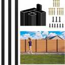 3 Pack 6FT 3-Way Aluminum Fence Post, 1.8mm Thick Walls & 10mm Base, Matte Black Wood Fence Post, Rustproof & Weather-Resistant for Outdoor Privacy Panels, 3 Pack Black Fence Post