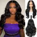Quantum Love Curly U Part Wig Long Wavy V Part Wig Light Yaki for Black Women TALOS Layered Black Glueless Synthetic Half Wigs 22 Inch Full Head Clip in Hair