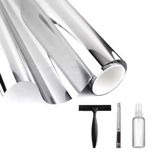 VOOKPPF Two-Way Silver Mirror Film, Dual Reflective Window Tint, Privacy Window Film Silver, Heat Reduction Window Film, UV Blocking Window Covering, Anti-Glare Window Tint, (23.6lnchx78.7Inch)