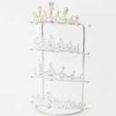 Byken 4 Tier Crown Holder,Tiara Organizer,.Golden Bridal Headdress Display Stand for Selling,Headband Ear Crown Storage Tower,Jewelry Holder for Girls Wedding Home Shop Store (Silver)