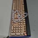 Typewriter Style Mechanical Gaming Keyboard White LED Backlit 104-Key NKRO Pink Switches Retro Round Keycaps Golden Ring Volume Knob Metal Panel Wired USB-C Detachable Cable, Rose Gold